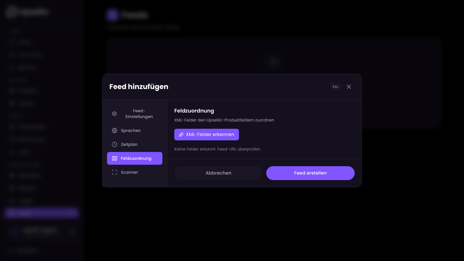 Feldzuordnung vor der Erkennung
