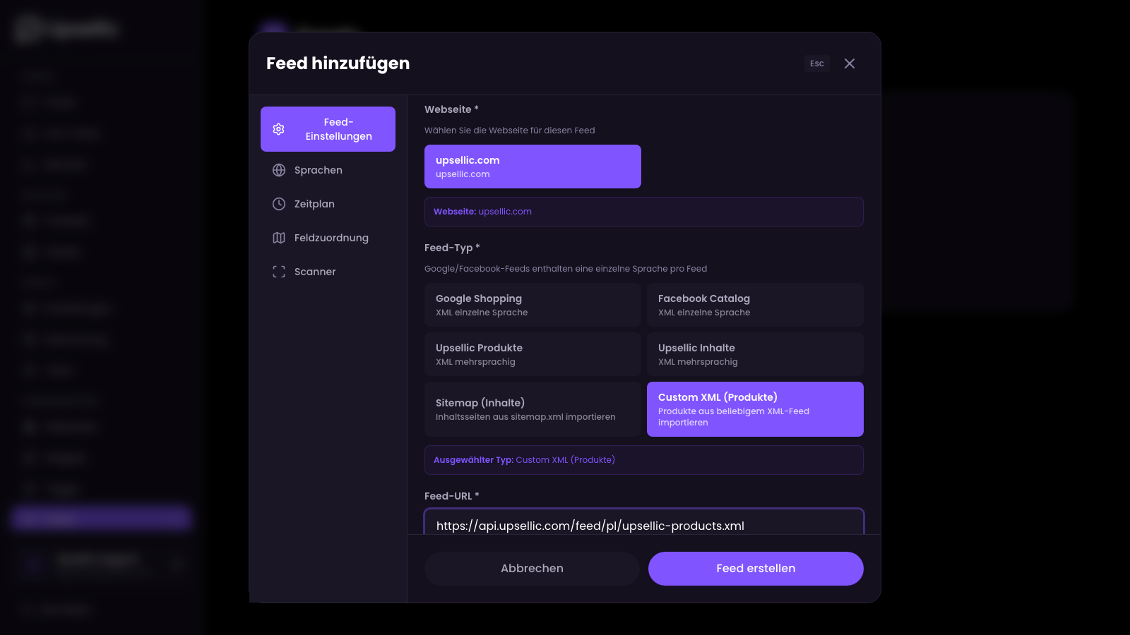 Custom XML Einstellungen
