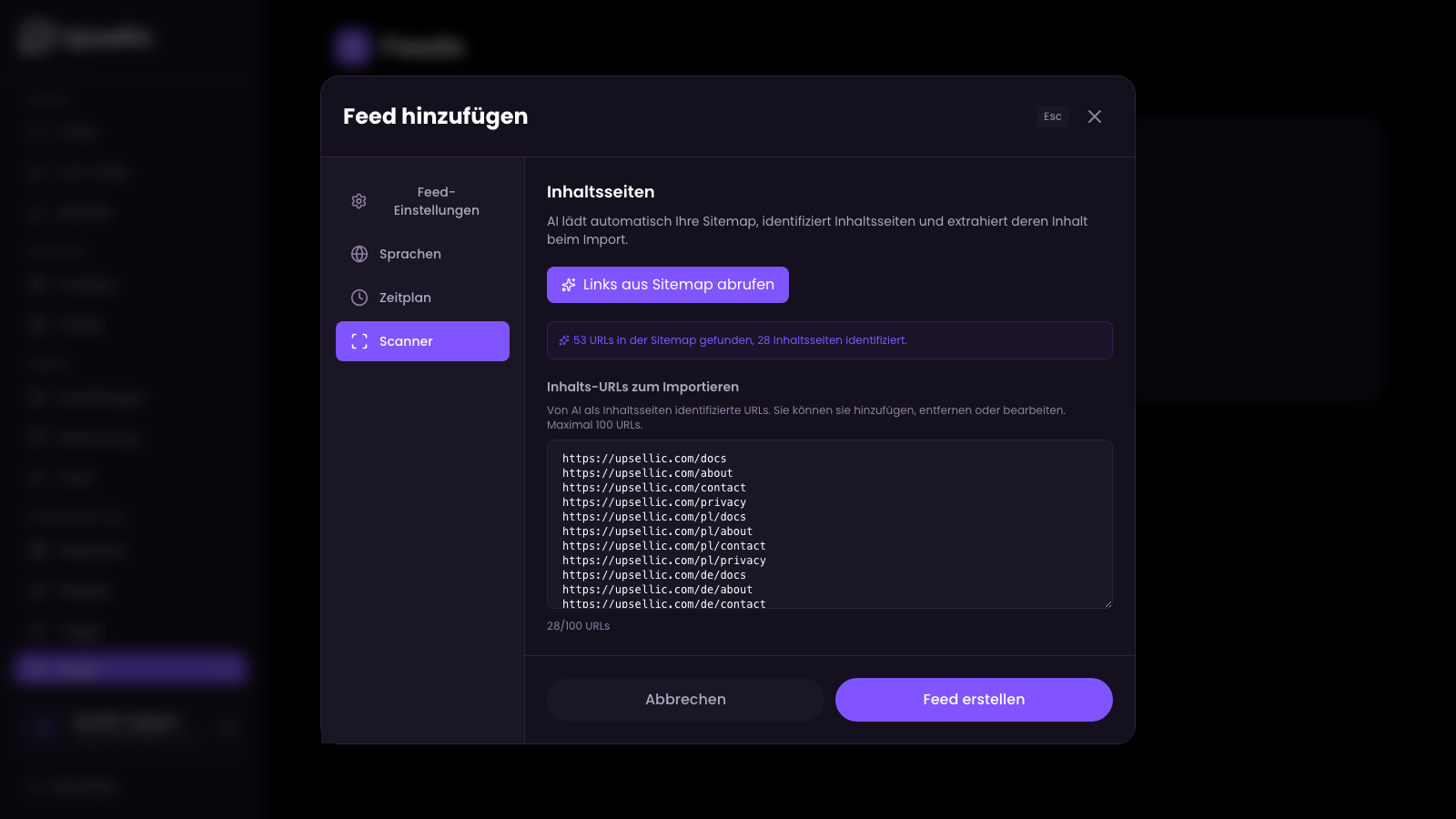 Scanner-Tab nach der Erkennung