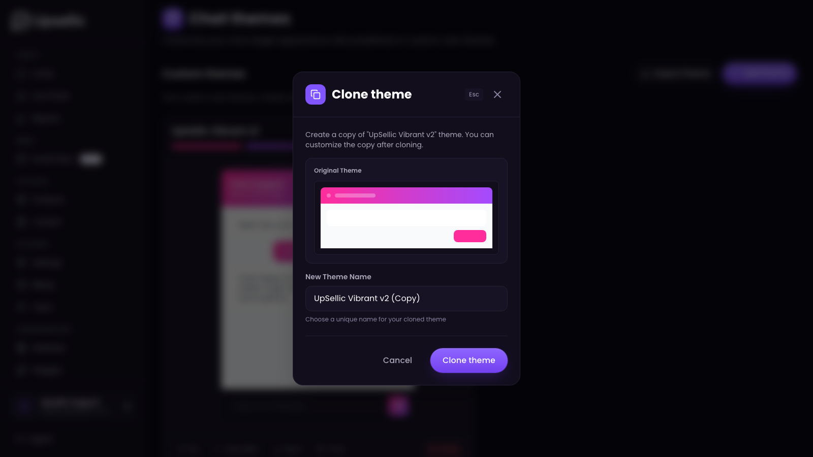 Clone theme modal