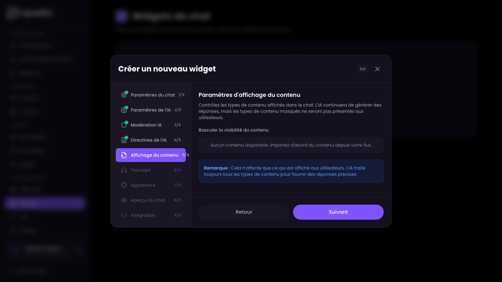 Affichage du contenu
