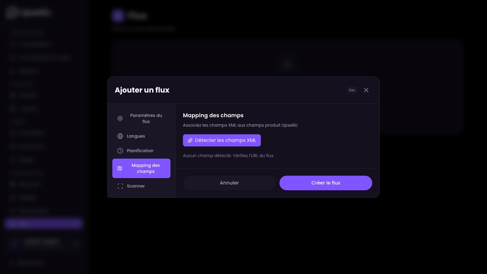 Mappage des champs avant détection