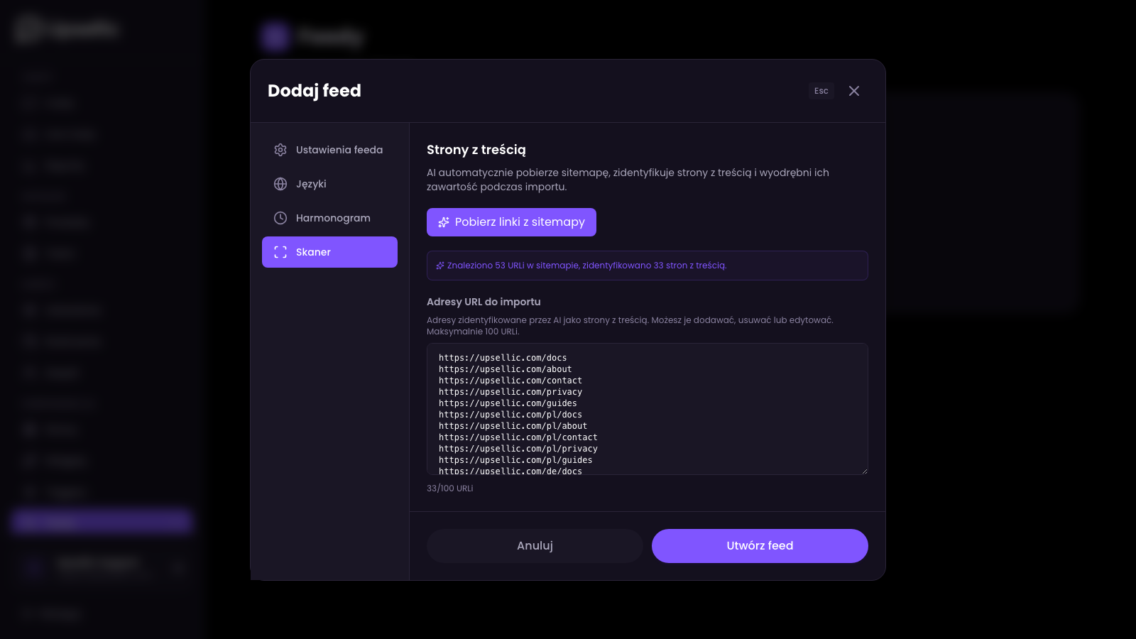 Zakładka skanera po wykryciu